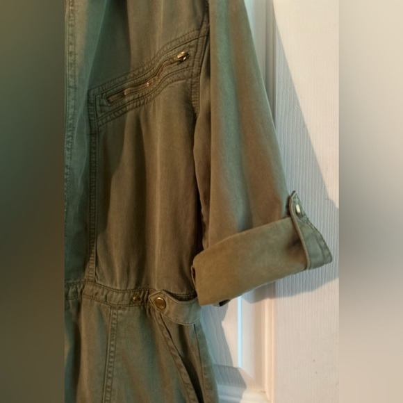FREE PEOPLE 4 Army Green Military Utility Long Sleeve Romper Convertible Sleeves - Picture 8 of 16